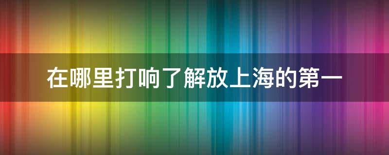 在哪里打响了解放上海的第一（在哪里打响了解放上海的第一枪1949年5月13日）