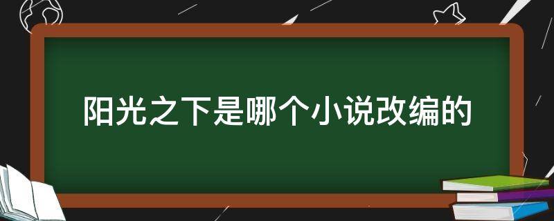 阳光之下是哪个小说改编的 阳光之下是改编哪部小说