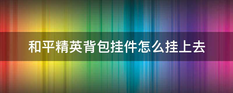 和平精英背包挂件怎么挂上去（和平精英挂件怎么换背包挂）