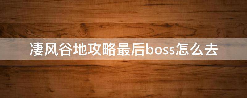 凄风谷地攻略最后boss怎么去（凄风谷地攻略最后一关）