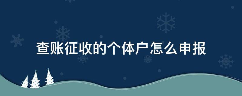 查账征收的个体户怎么申报（查账征收的个体户怎么申报财务报表）