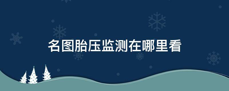 名图胎压监测在哪里看（名图怎么查看胎压）