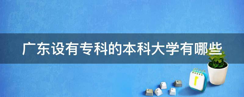 广东设有专科的本科大学有哪些 广东设有专科的本科院校