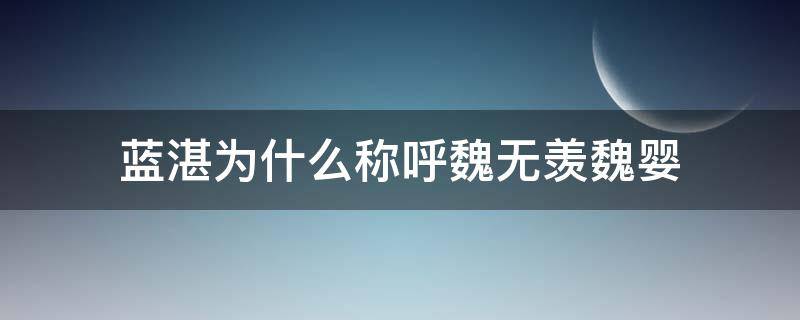 蓝湛为什么称呼魏无羡魏婴 为什么蓝湛叫魏无羡叫魏婴