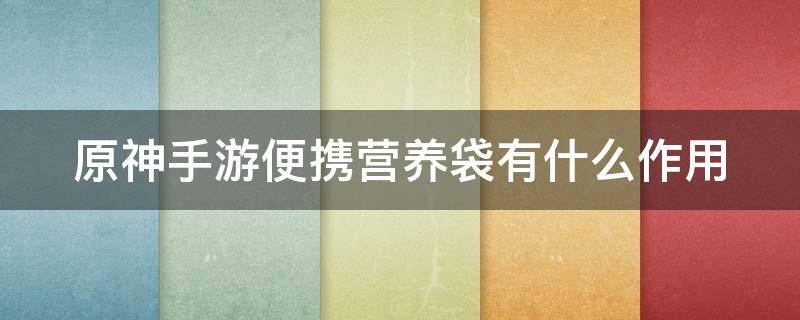 原神手游便携营养袋有什么作用 原神便携式营养袋好用吗