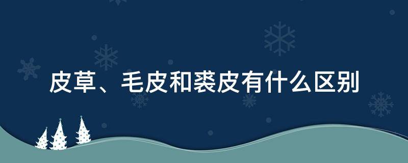 皮草、毛皮和裘皮有什么区别 裘皮和貂皮有啥区别