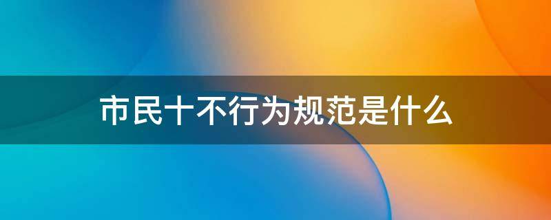 市民十不行为规范是什么（武汉市民十不行为规范）