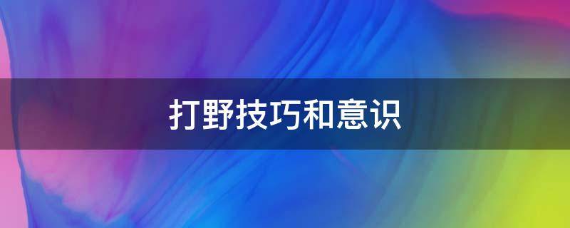 打野技巧和意识（打野技巧和意识王者）