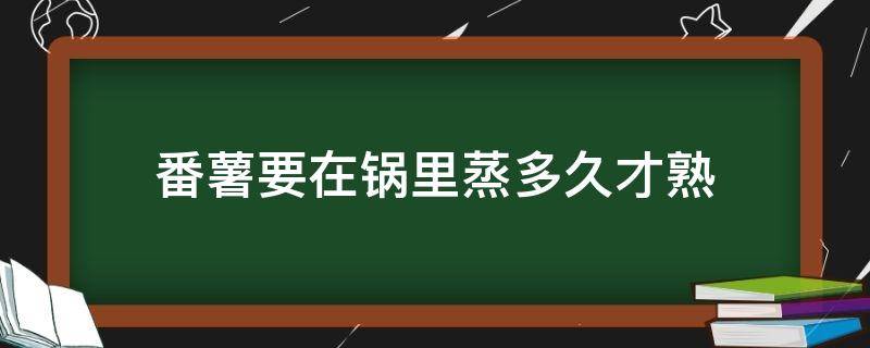 番薯要在锅里蒸多久才熟 番薯要蒸多久才能蒸熟