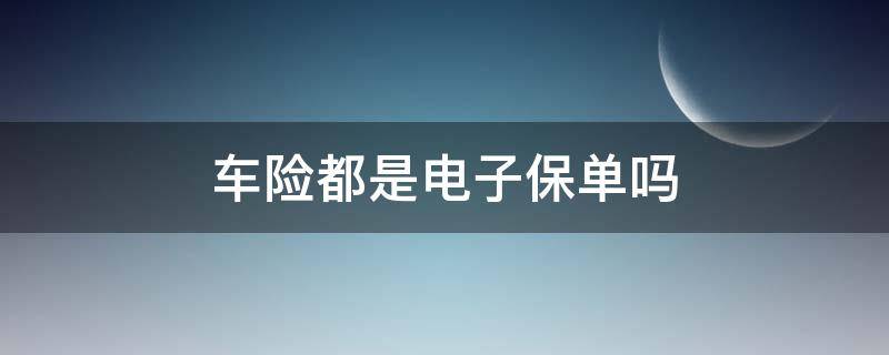 车险都是电子保单吗（车险都是电子保单吗?）