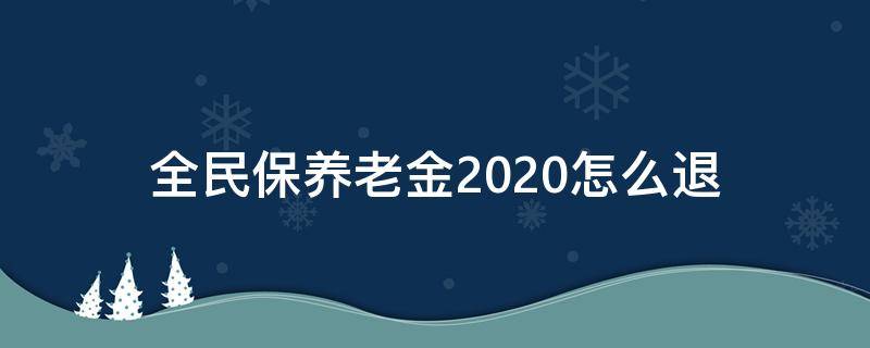 全民保养老金2020怎么退（全民保养老金2020怎么退款）