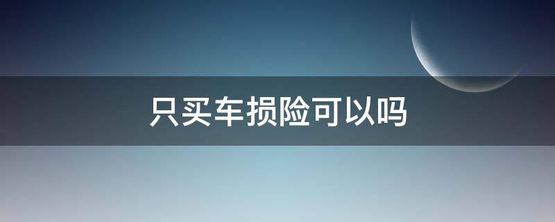 只买车损险可以吗（车损险可以不用买吗）