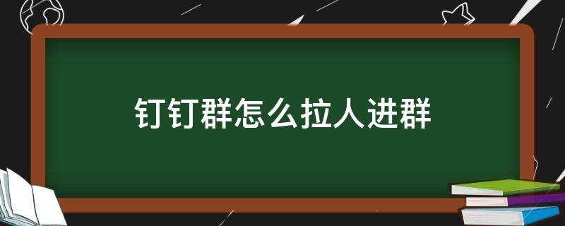 钉钉群怎么拉人进群（钉钉群怎么拉人进群不是群主）