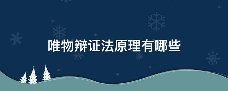 唯物辩证法原理有哪些（辩证唯物法包括哪些原理）