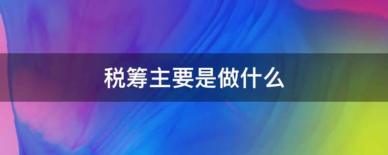 税筹主要是做什么 税筹是啥意思