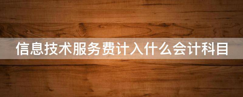 信息技术服务费计入什么会计科目 信息技术服务费计入什么会计科目里