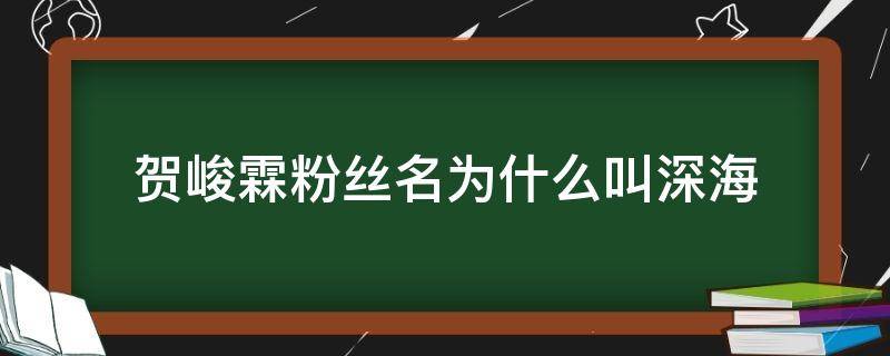 贺峻霖粉丝名为什么叫深海（贺峻霖粉丝名为什么叫深海少女）