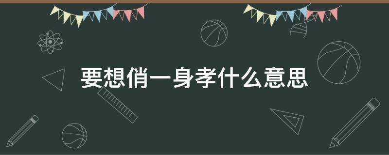 要想俏一身孝什么意思（女人要想俏一身孝）