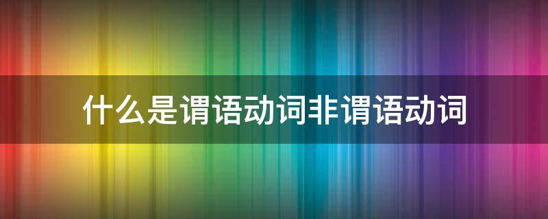 什么是谓语动词非谓语动词 哪些是谓语动词和非谓语动词