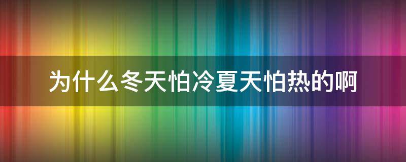 为什么冬天怕冷夏天怕热的啊（冬天怕冷夏天不怕热是什么原因）