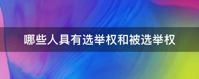 哪些人具有选举权和被选举权（什么人选举权和被选举权）