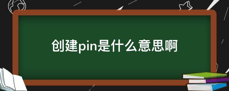 创建pin是什么意思啊（创建pin是什么意思啊电脑）