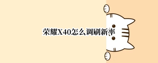 荣耀X40怎么调刷新率（荣耀x40怎么调刷新率设置）