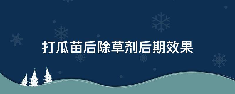 打瓜苗后除草剂后期效果 打瓜苗后除草剂后期效果怎么样