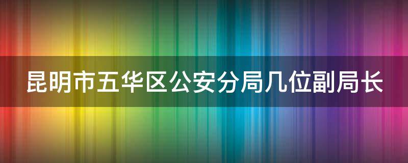 昆明市五华区公安分局几位副局长（昆明市五华区公安分局现任局长）