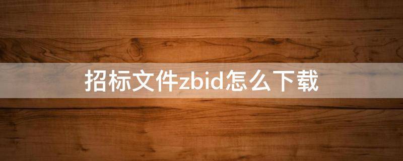 招标文件zbid怎么下载 电子招标zbid是什么格式