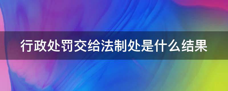 行政处罚交给法制处是什么结果（行政处罚依法做出后）