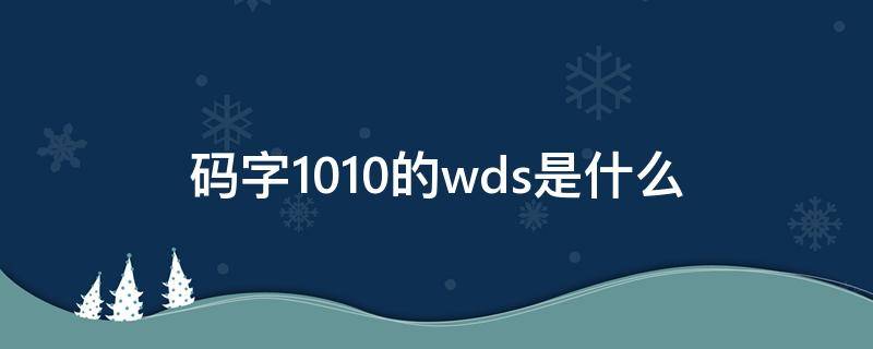 码字1010的wds是什么