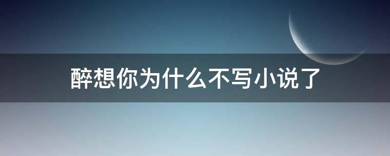 醉想你为什么不写小说了（醉想你为什么不写小说了呀）