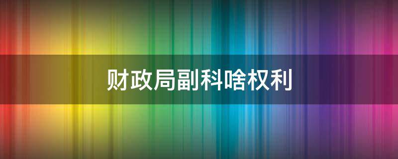 财政局副科啥权利 财政局副科长是什么级别