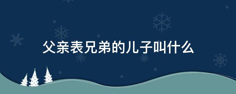 父亲表兄弟的儿子叫什么（父亲表兄弟的儿子叫什么称呼）