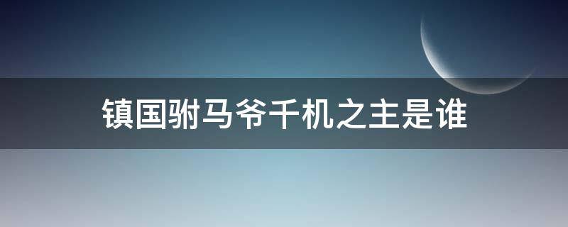 镇国驸马爷千机之主是谁 镇国驸马爷是什么身份