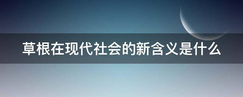 草根在现代社会的新含义是什么 草根在现代社会的新含义是什么?