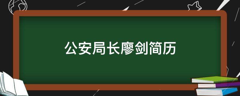 公安局长廖剑简历 公安局局长廖勇简介