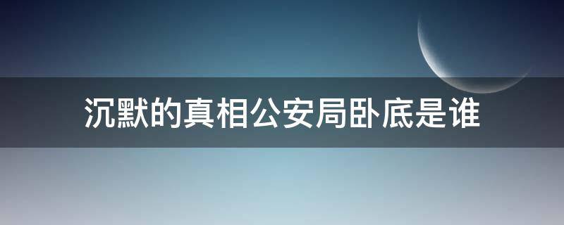 沉默的真相公安局卧底是谁（沉默的真相公安局长）