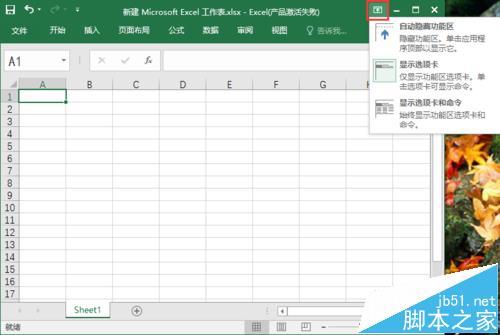 excel2016工具栏怎么显示/隐藏?